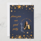 Blauw en gouden elegante uitnodiging (Voorkant)