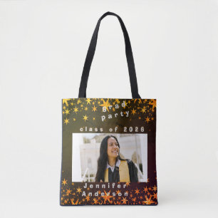 Blauw en gouden elegante uitnodiging tote bag