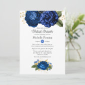 Blauw en gouden Floral virtueel Baby of Vrijgezell Kaart (Staand voorkant)