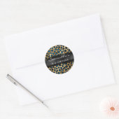 Blauw en Gouden Folie Leopard 60 & Fabulous Ronde Sticker (Envelop)