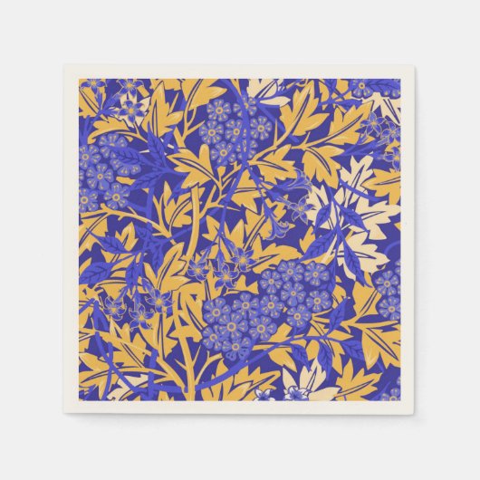 Blauw en gouden geel ornamentaal vivid patroon servet (Voorkant)