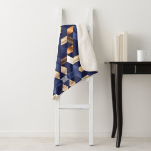 Blauw en gouden geometrische deken