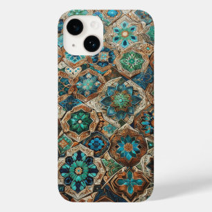Blauw en gouden geometrische tegel telefoonhoes Sy Case-Mate iPhone 14 Hoesje