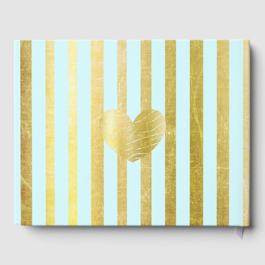 Blauw en gouden gestreept bruinbruidbruinbruidboek gastenboek (Achterkant)