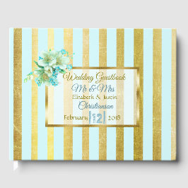 Blauw en gouden gestreept bruinbruidbruinbruidboek gastenboek