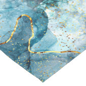 Blauw en gouden glinsterende marmer korte tafelloper (Hoek)