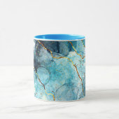 Blauw en gouden glinsterende marmer mok (Midden)