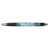 Blauw en gouden glinsterende marmer pen (Voorkant)
