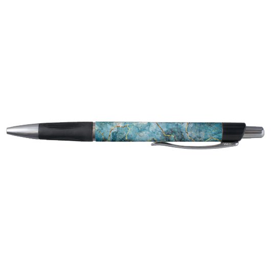Blauw en gouden glinsterende marmer pen (Bodem)