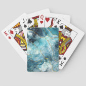 Blauw en gouden glinsterende marmer pokerkaarten (Achterkant)