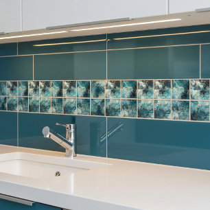 Blauw en gouden glinsterende marmer  tegeltje