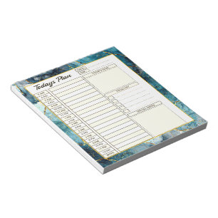 Blauw en gouden glinsterende marmeren dagplanner notitieblok