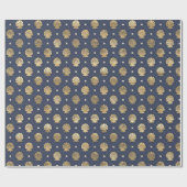 Blauw- en gouden inktpatroon cadeaupapier (Vlak)