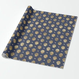 Blauw- en gouden inktpatroon cadeaupapier