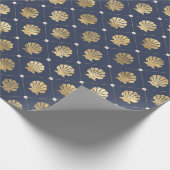 Blauw- en gouden inktpatroon cadeaupapier (Hoek)