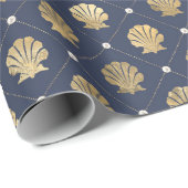 Blauw- en gouden inktpatroon cadeaupapier (Rol Hoek)