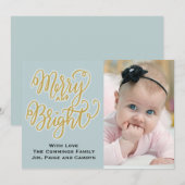 Blauw en gouden Kaart voor kerstmis (Voorkant / Achterkant)