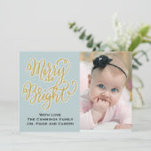 Blauw en gouden Kaart voor kerstmis (Staand voorkant)