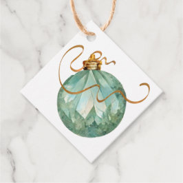 Blauw en Gouden Kerst Ornament Gift Labels