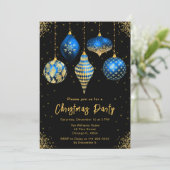 Blauw en gouden kerstfeestversiering kaart (Staand voorkant)