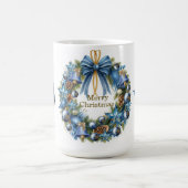 Blauw en gouden kerstkrans koffiemok (Center)