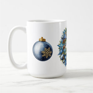 Blauw en gouden kerstkrans koffiemok
