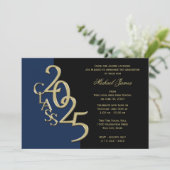 Blauw en Gouden Klasse van 2025 Afstudeerder met K Kaart (Staand voorkant)