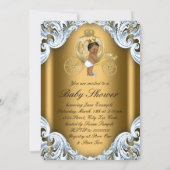 Blauw en gouden koets Etnische prins baby shower Kaart (Achterkant)
