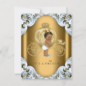 Blauw en gouden koets Etnische prins baby shower Kaart (Voorkant)