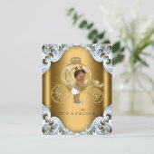 Blauw en gouden koets Etnische prins baby shower Kaart (Staand voorkant)