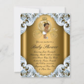 Blauw en gouden koets Etnische prins baby shower Kaart (Achterkant)