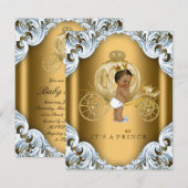 Blauw en gouden koets Etnische prins baby shower Kaart (Voorkant / Achterkant)