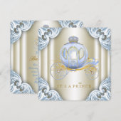 Blauw en gouden koets Prins Baby Shower Kaart (Voorkant / Achterkant)