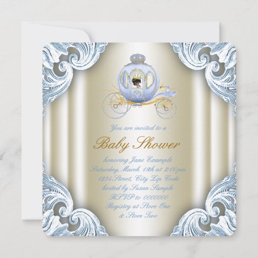 Blauw en gouden koets Prins Etnische babyshower Kaart (Achterkant)