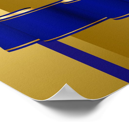 Blauw en gouden kroonprins Baby shower Poster (Hoek)