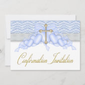 Blauw en Gouden Kruis Jongens Bevestiging Kaart (Voorkant)