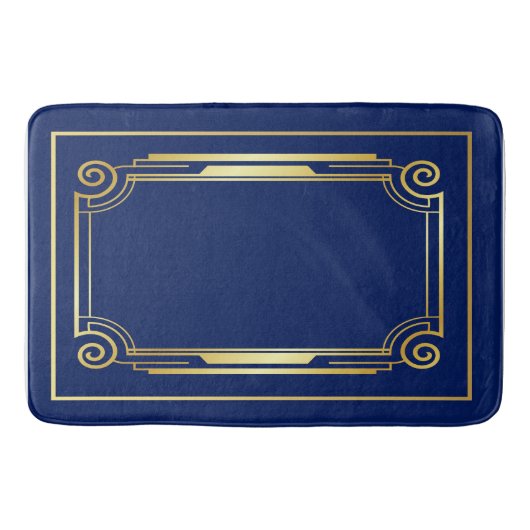 Blauw en gouden kunst Deco Style Bath Mat (Voorkant)