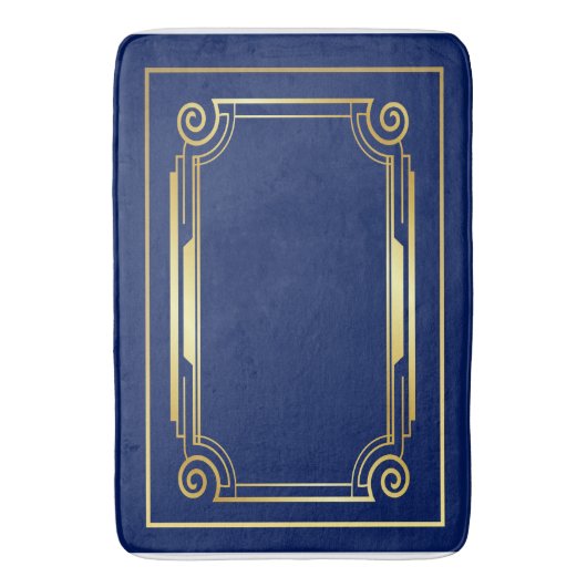 Blauw en gouden kunst Deco Style Bath Mat (Voorkant Verticaal)