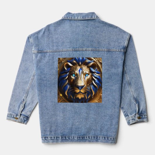 Blauw En Gouden Leeuwenkop, Denim Jacket (Achterkant)