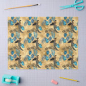 Blauw en Gouden Leopard-Reeks Ontwerp 7 Weefseldoc Tissuepapier (Craft)