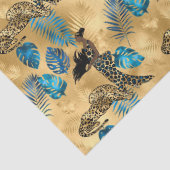 Blauw en Gouden Leopard-Reeks Ontwerp 7 Weefseldoc Tissuepapier (Detail)