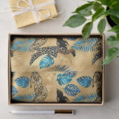 Blauw en Gouden Leopard-Reeks Ontwerp 7 Weefseldoc Tissuepapier (Geschenk)