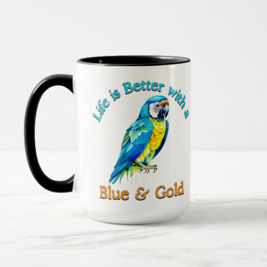 Blauw en Gouden Macaw Papegaai Koffieliefhebber Gi Mok (Links)