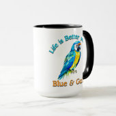 Blauw en Gouden Macaw Papegaai Koffieliefhebber Gi Mok (Voorkant rechts)