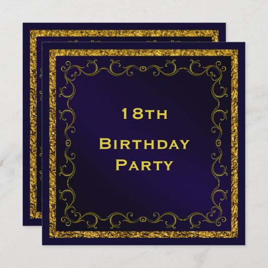 Blauw en gouden Man met dubbelzijdige 18e verjaard Kaart (Voorkant / Achterkant)