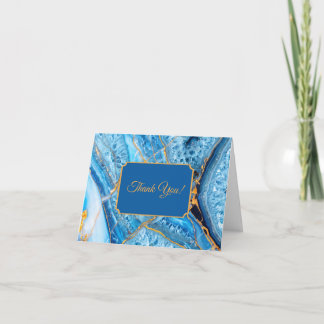 Blauw en gouden marmer bedankkaart