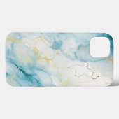 Blauw en gouden marmer Case-Mate iPhone case (Achterkant (horizontaal))