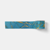 Blauw en gouden marmer satijnen lint (Voorkant)