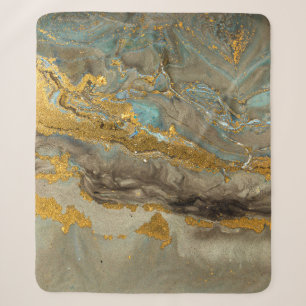 Blauw en gouden marmer sherpa deken
