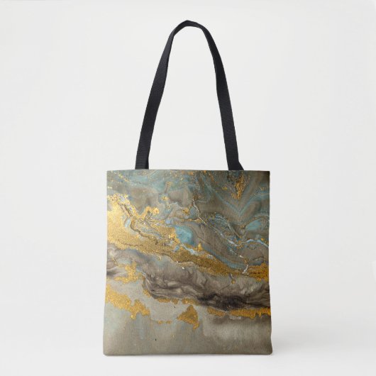 Blauw en gouden marmer tote bag (Voorkant)